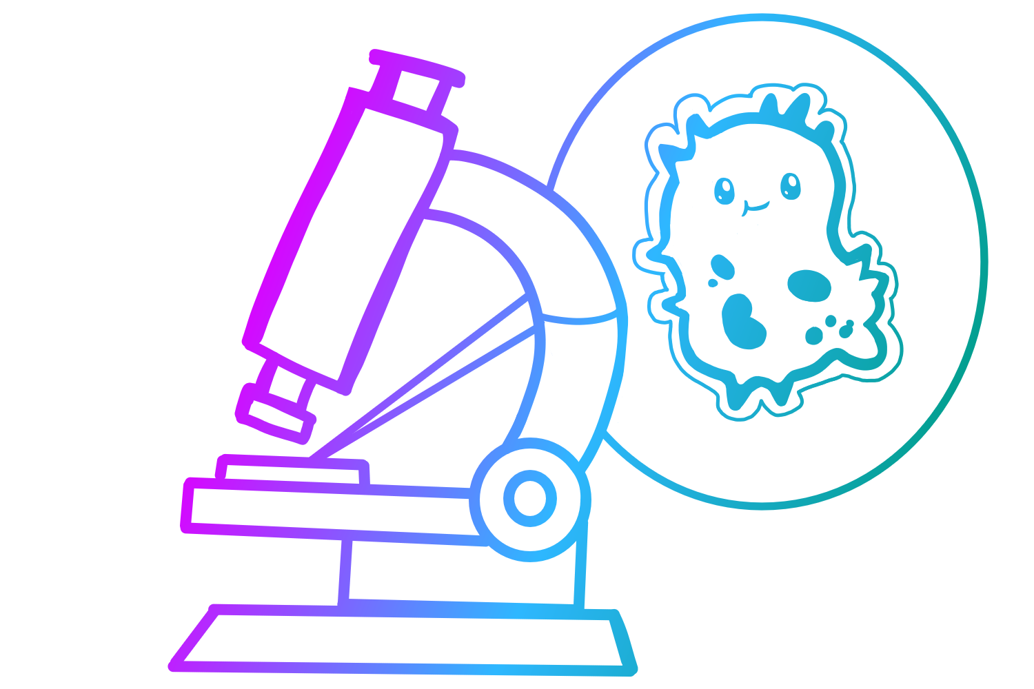 Microscopy Course Image, a cute cartoonish microscope