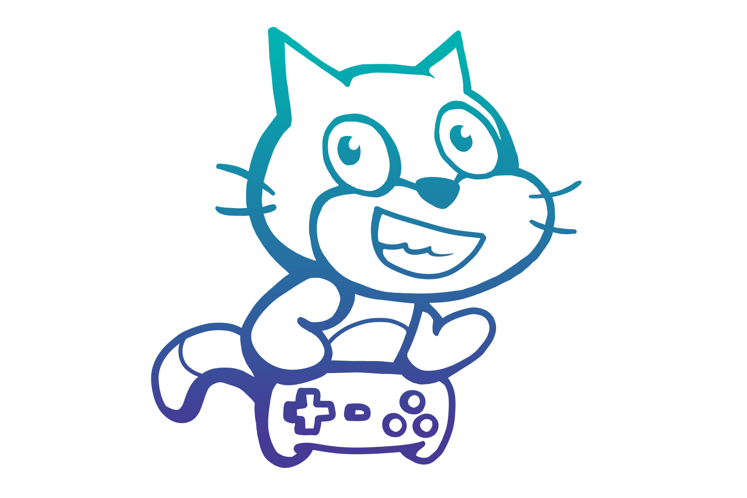 Game Dev with Scratch Course Image, the Scratch cat, in iSTEM design styles